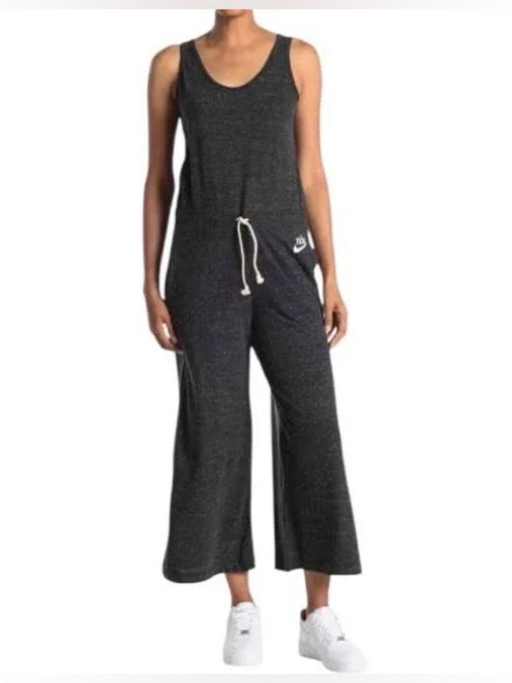 Nike Charcoal Wide-Leg Knit Tank Jumpsuit with Drawstring XXL NWT
